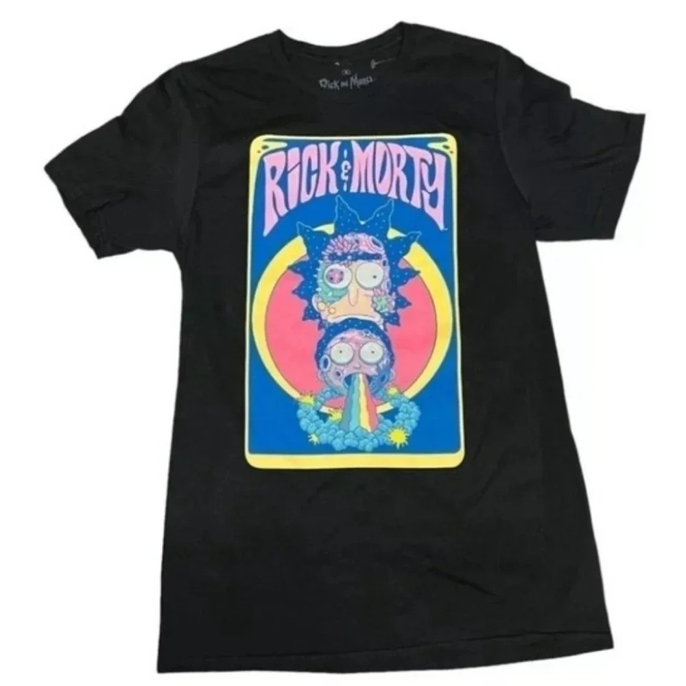 2021 Rick and Morty Adult Swim Ripple Junction Large Black Graphic T-Shirt